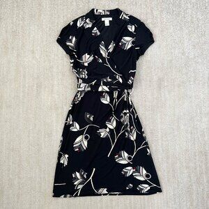 White House Black Market Floral Cocktail Faux Wrap Midi Dress 8